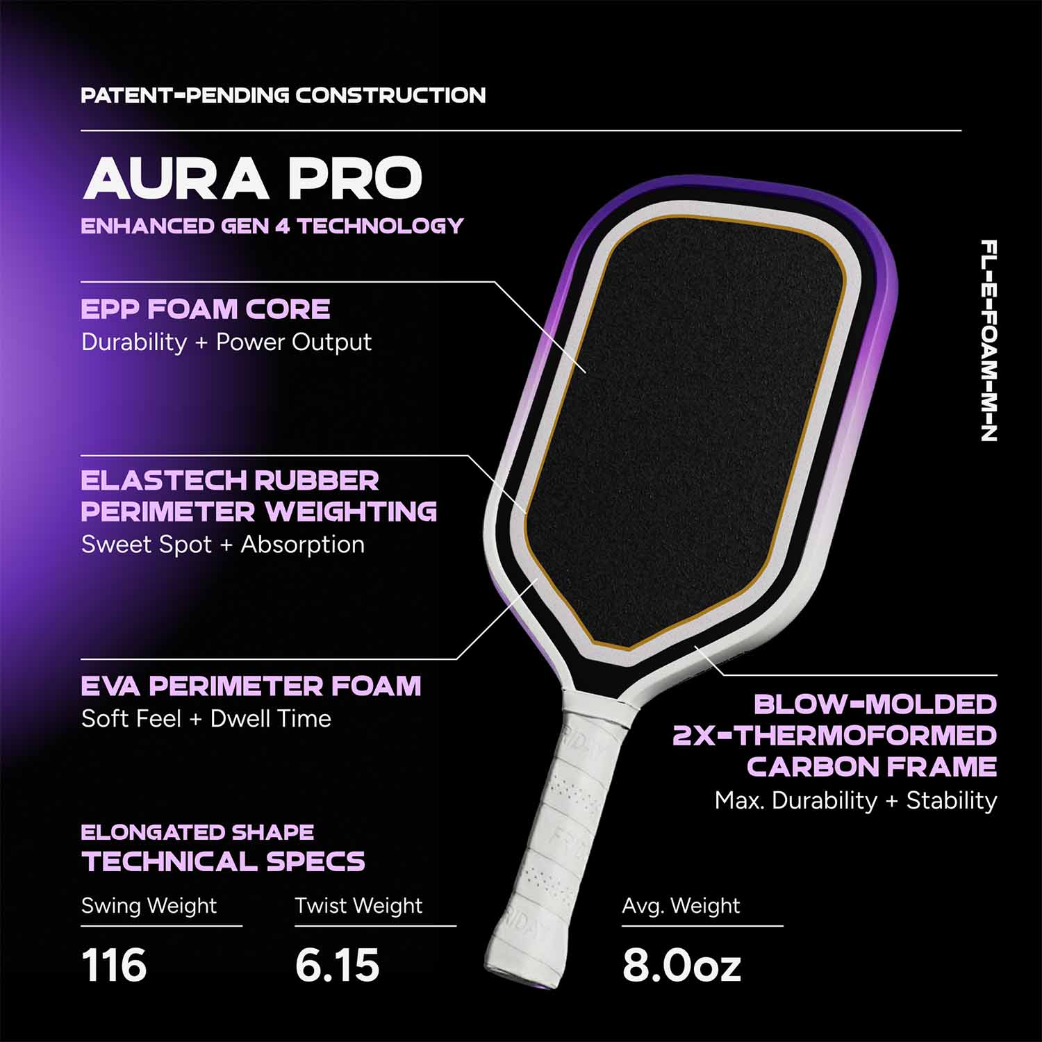 Friday Aura Pro Paddle | Gen 4 (16mm) - Friday Pickleball