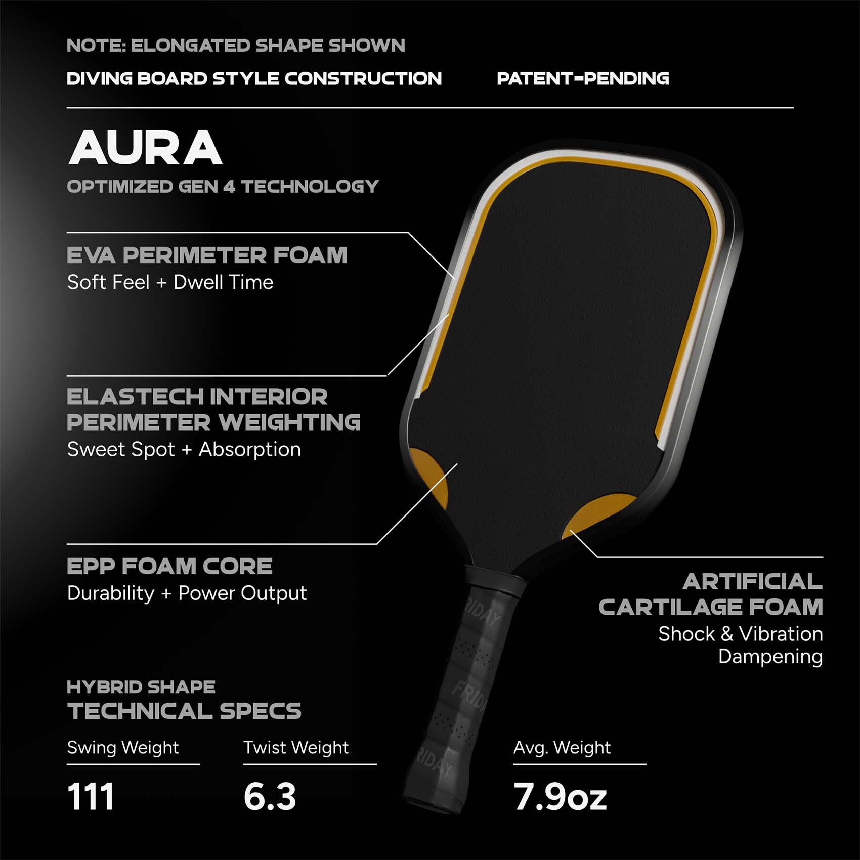 Friday Aura Paddle | Gen 4 (16mm) - Friday Pickleball