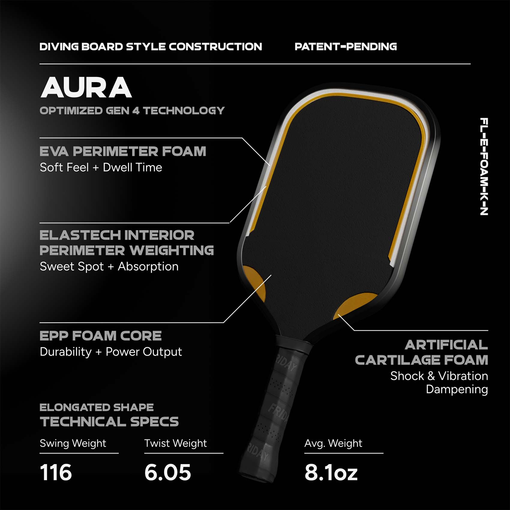 Friday Aura Paddle | Gen 4 (16mm) - Friday Pickleball