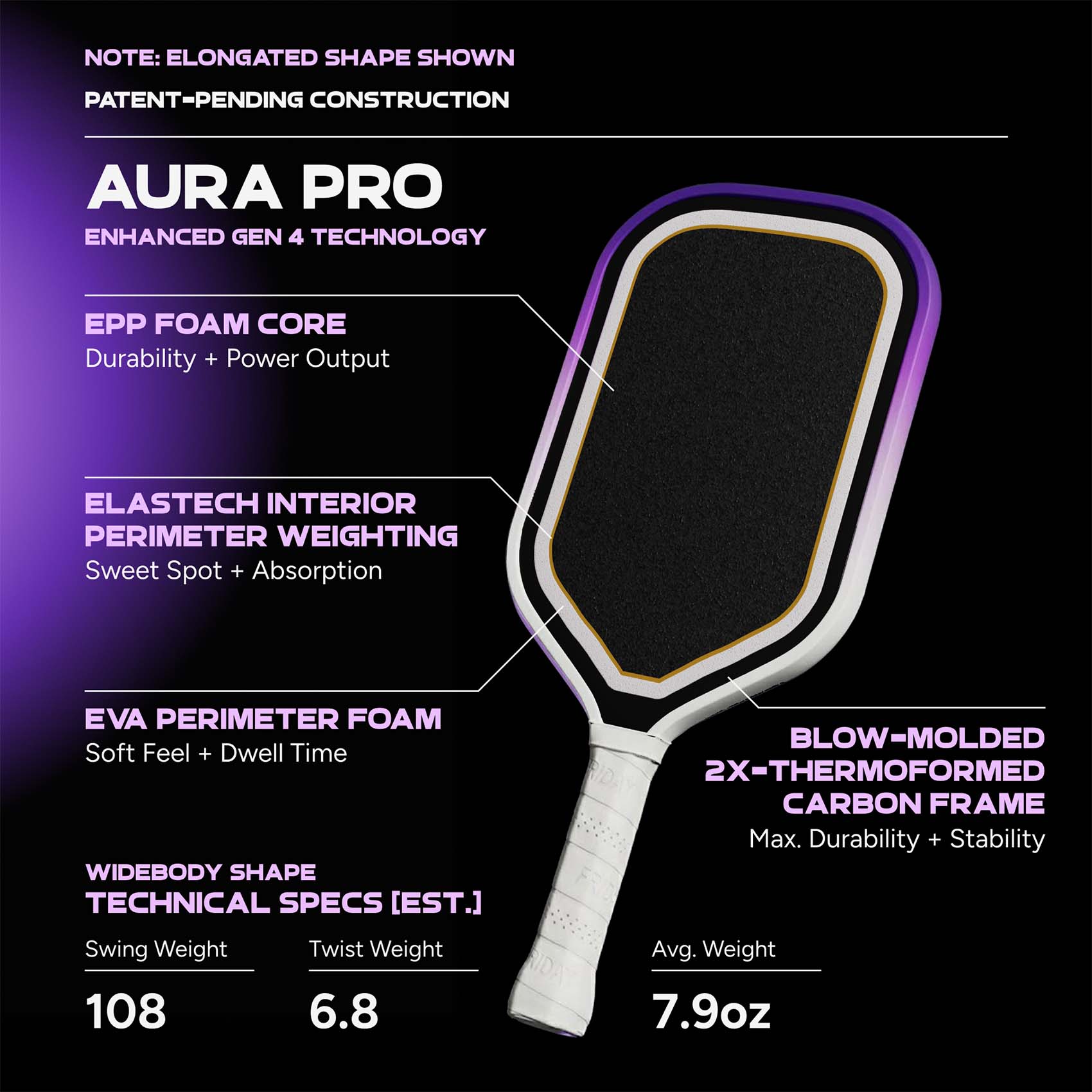 Friday Aura Pro Paddle | Gen 4 (16mm) - Friday Pickleball