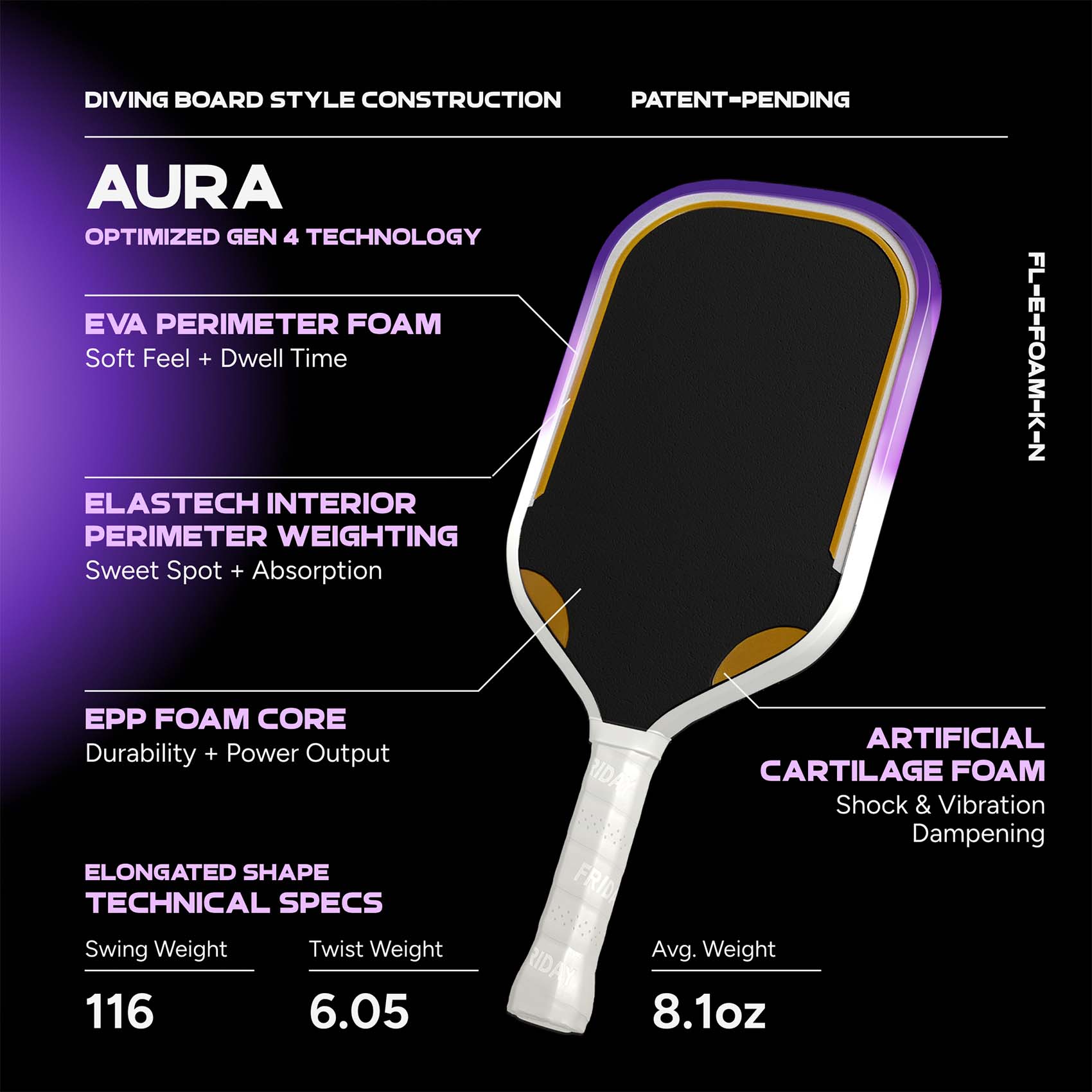 Friday Aura Paddle | Gen 4 (16mm) - Friday Pickleball