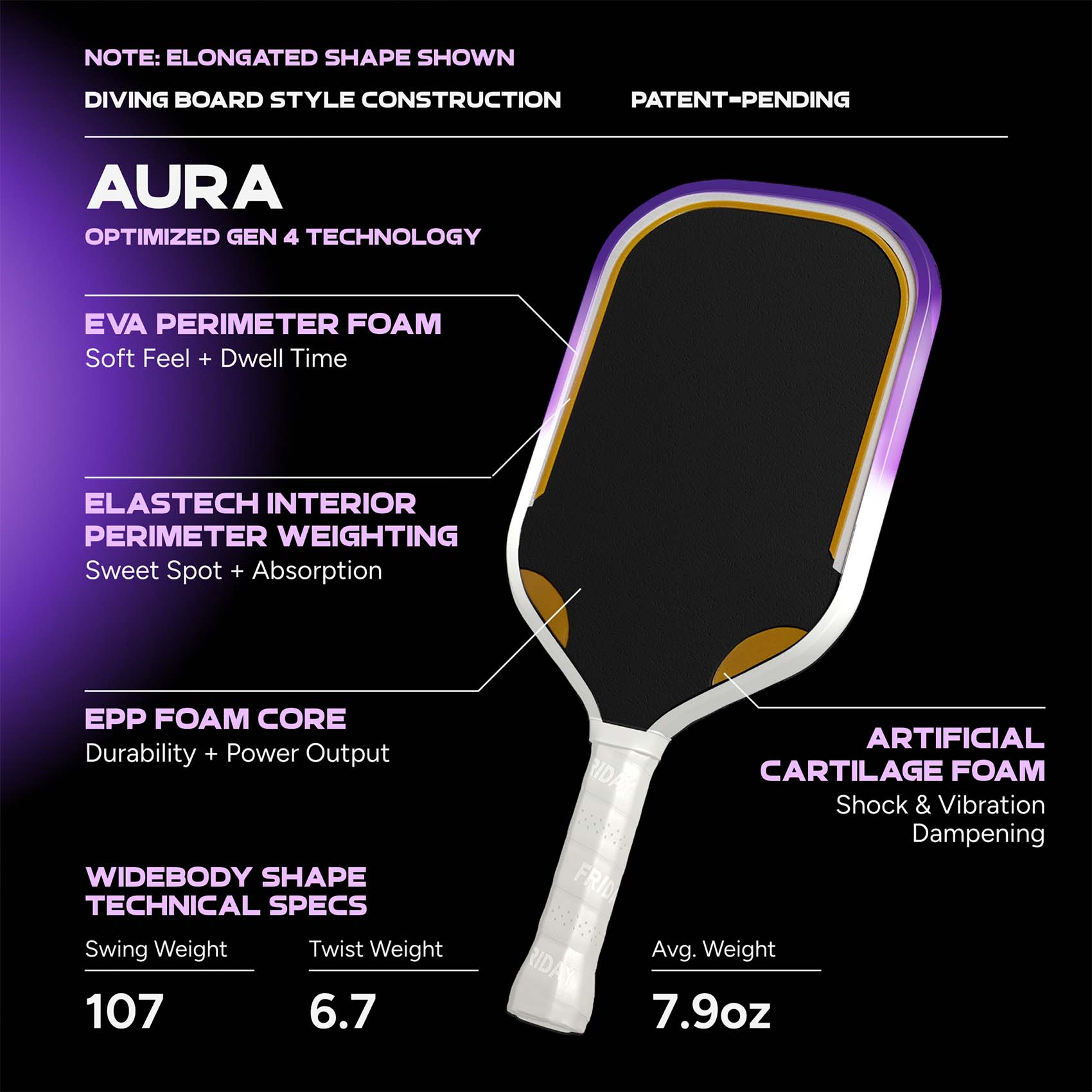 Friday Aura Paddle | Gen 4 (16mm) - Friday Pickleball