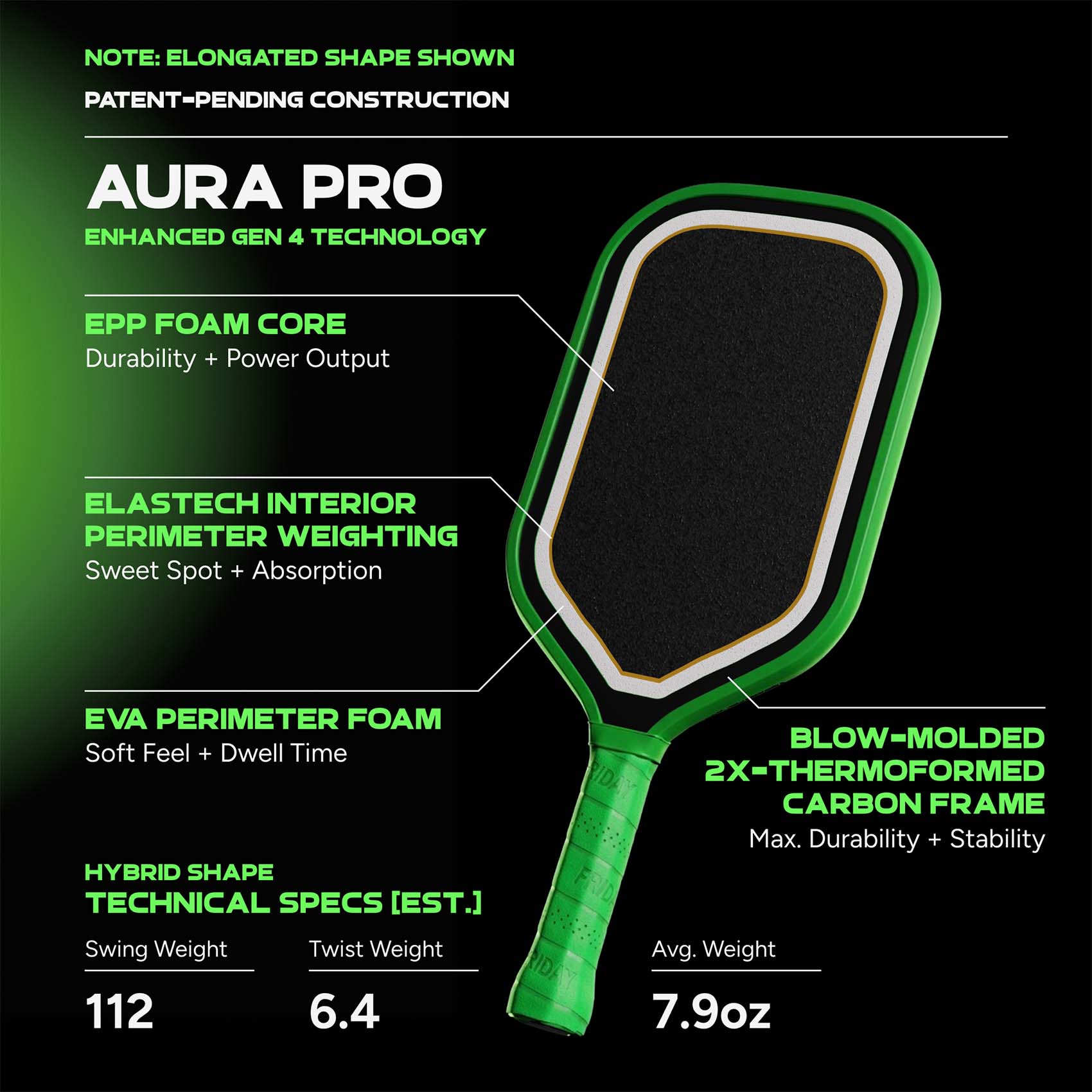 Friday Aura Pro Paddle | Gen 4 (16mm) - Friday Pickleball