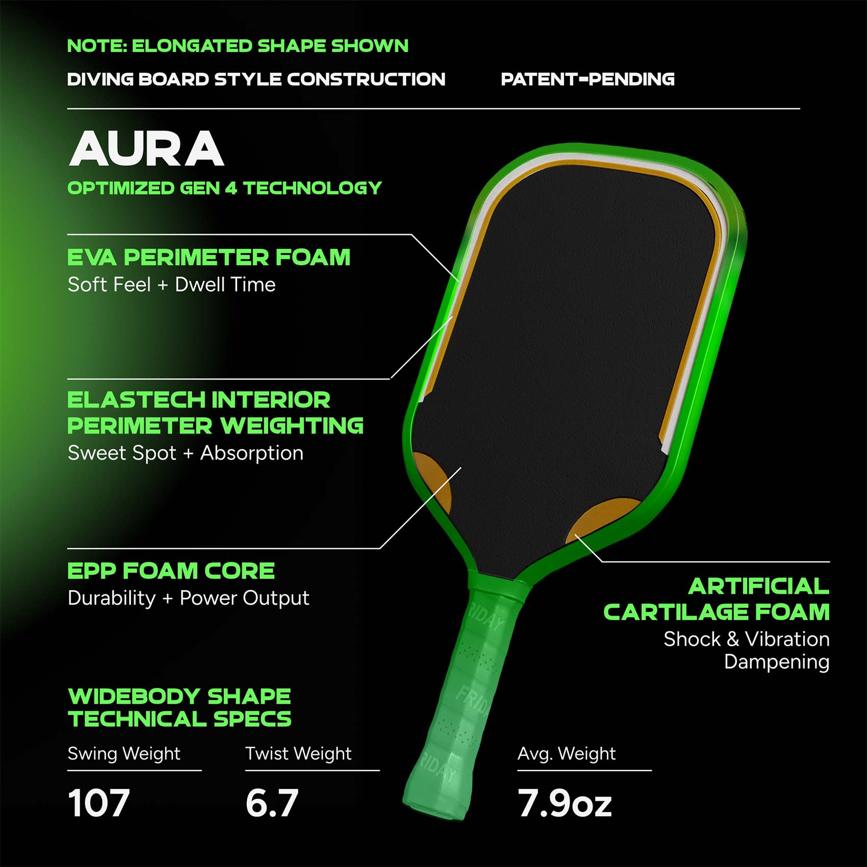 Friday Aura Paddle | Gen 4 (16mm) - Friday Pickleball